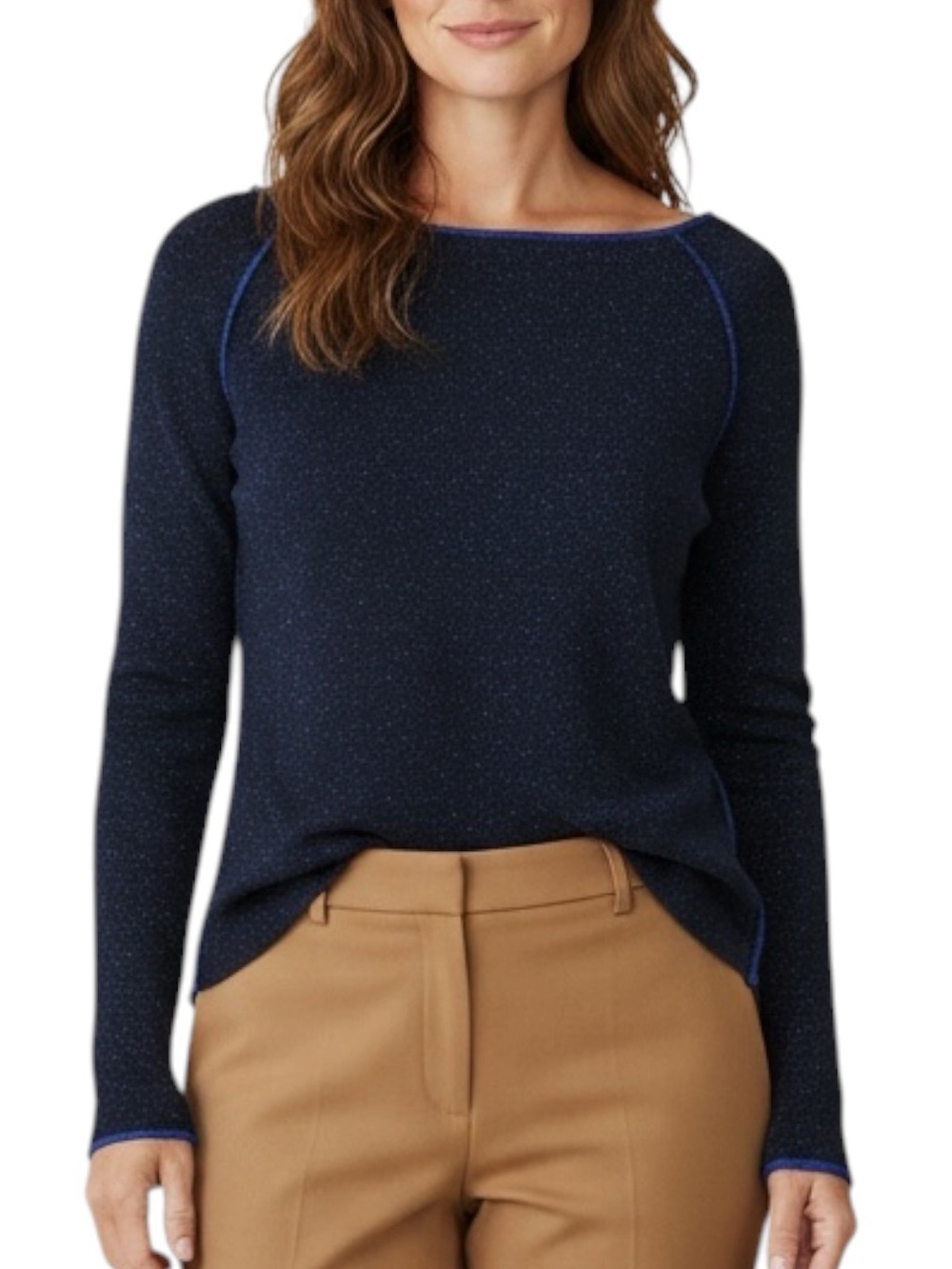 WORTH Metallic Royal/Navy Blue 3/4 Length Sleeve Knit Pullover Top Size M -- WOW